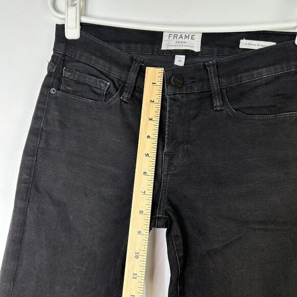 Frame Le Skinny De Jeanne Jeans Womens Size 26 Black Raw Hems - Picture 6 of 10